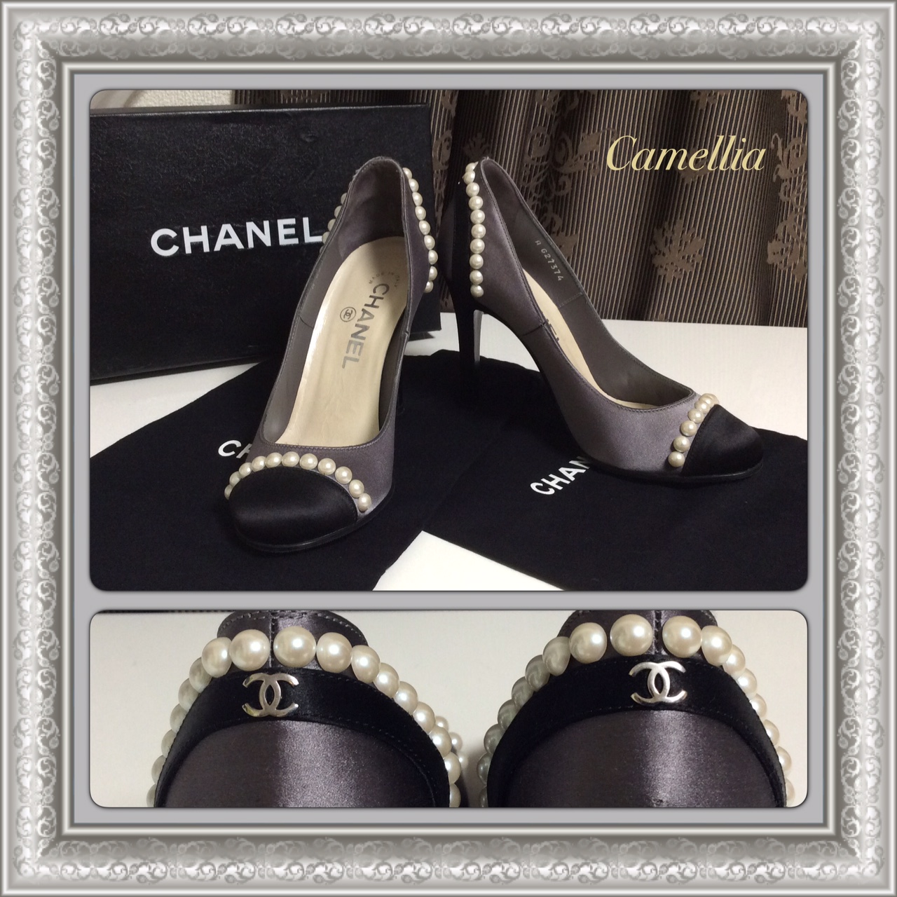 美品 シャネル CC ロゴ パール サテン パンプス シューズ 靴 | CHANEL 