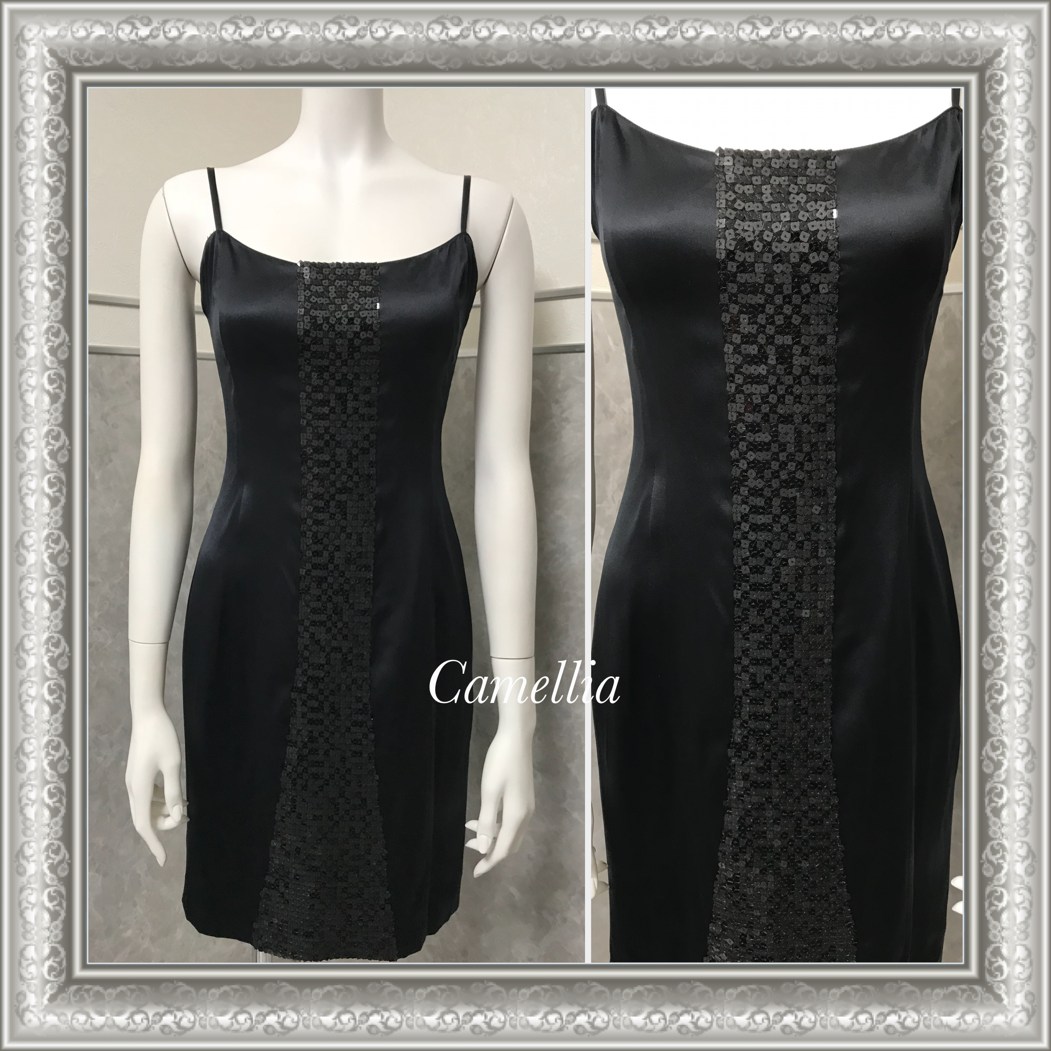 シャネル ０2 A ブラック スパンコール ミニ ドレス ワンピース 38 黒 Chanel リサイクルショップ St Camellia セントカメリア